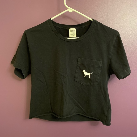 PINK Victoria's Secret Tops - Victoria’s Secret PINK Black Tropical Dog T-Shirt